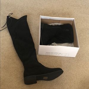 Black Suede Over The Knee Boots.